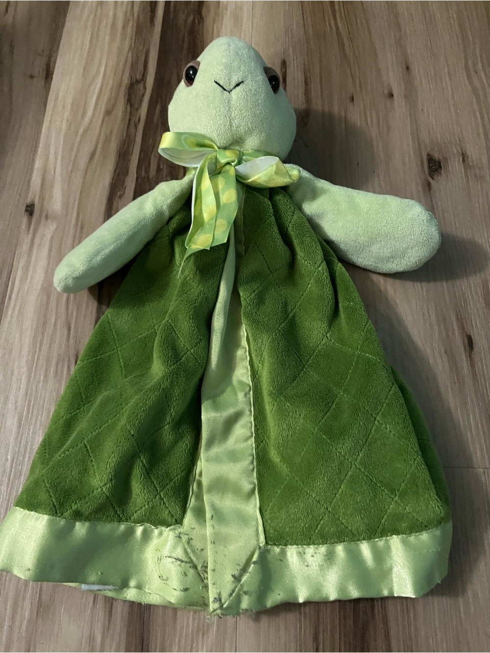 Bearington Baby Turtle Lovey Plush Security Blanket Soft Cuddly Green 15"